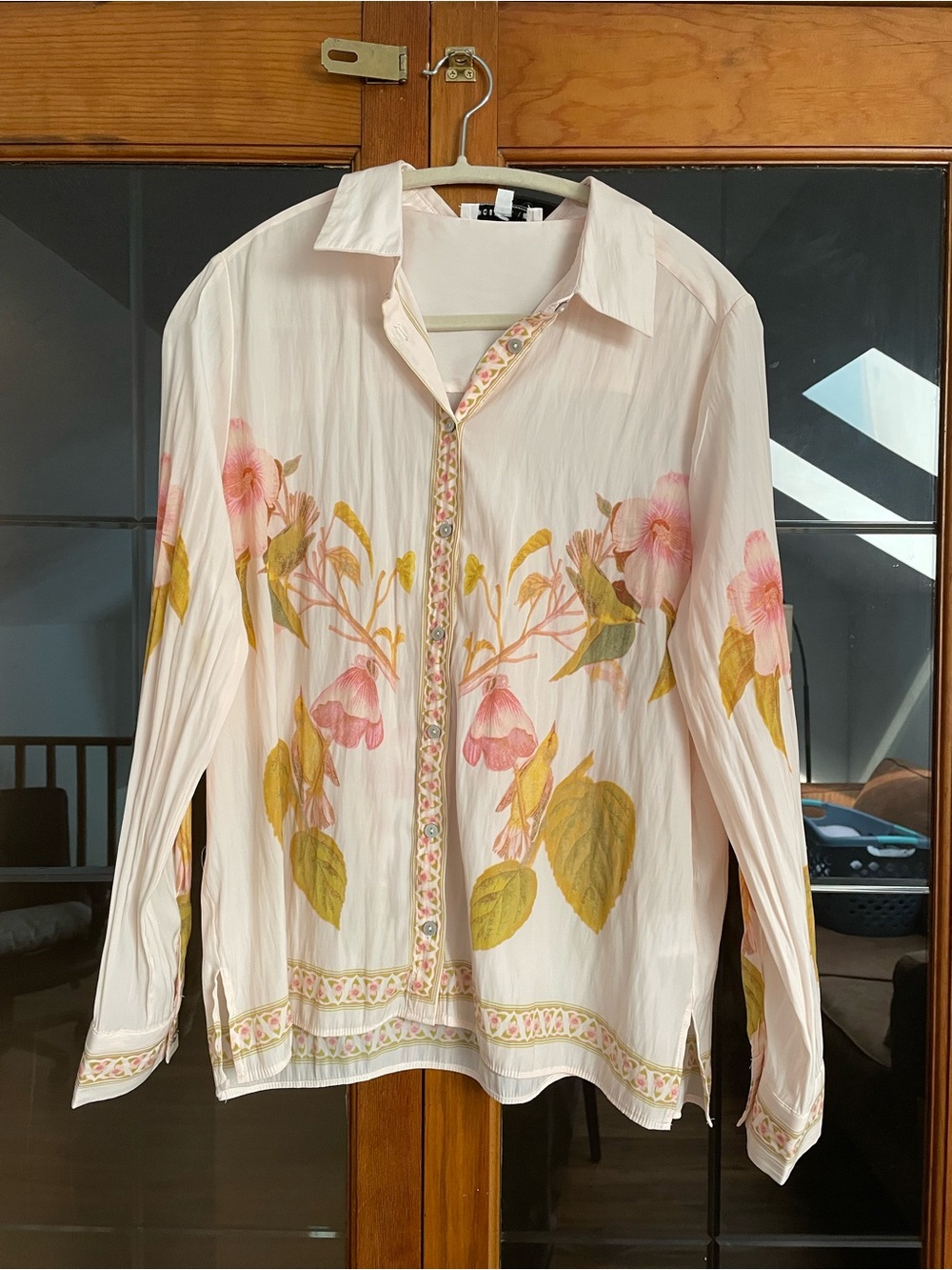 Women's Pink Floral Button-Up Shirt